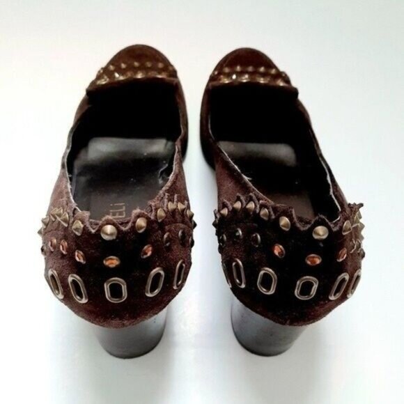 VANELI Studded Brown Suede Chunky Heel Sz 7.5 M - Picture 10 of 11